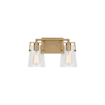 Crofton Bath Vanity Light in Satin Brass (2-Light/Clear Glass).