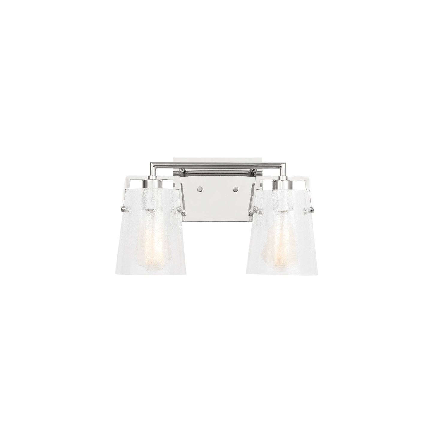 Crofton Bath Vanity Light in Chrome (2-Light/Clear Crackle Glass).