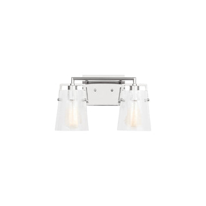 Crofton Bath Vanity Light in Chrome (2-Light/Clear Crackle Glass).