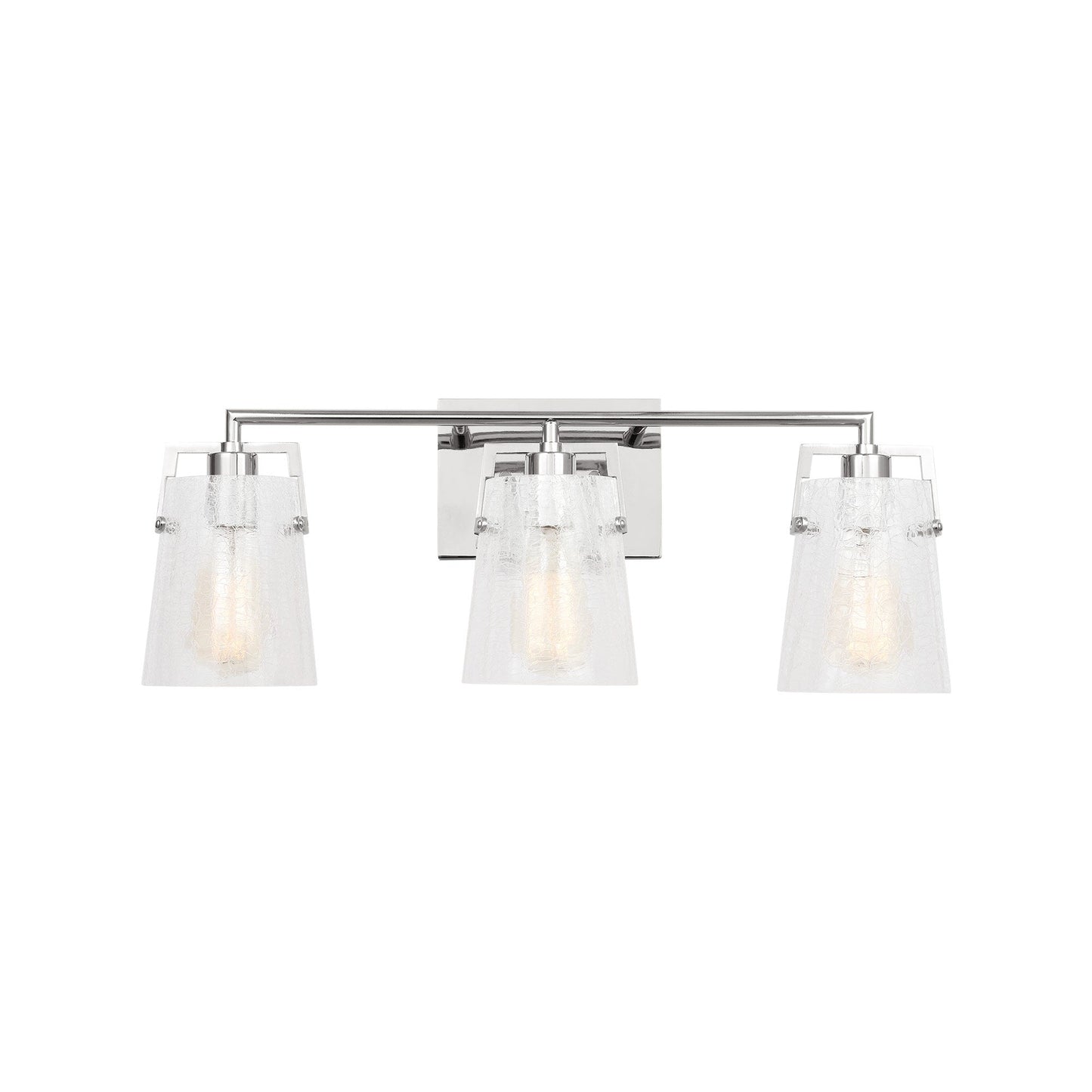 Crofton Bath Vanity Light in Chrome (3-Light/Clear Crackle Glass).
