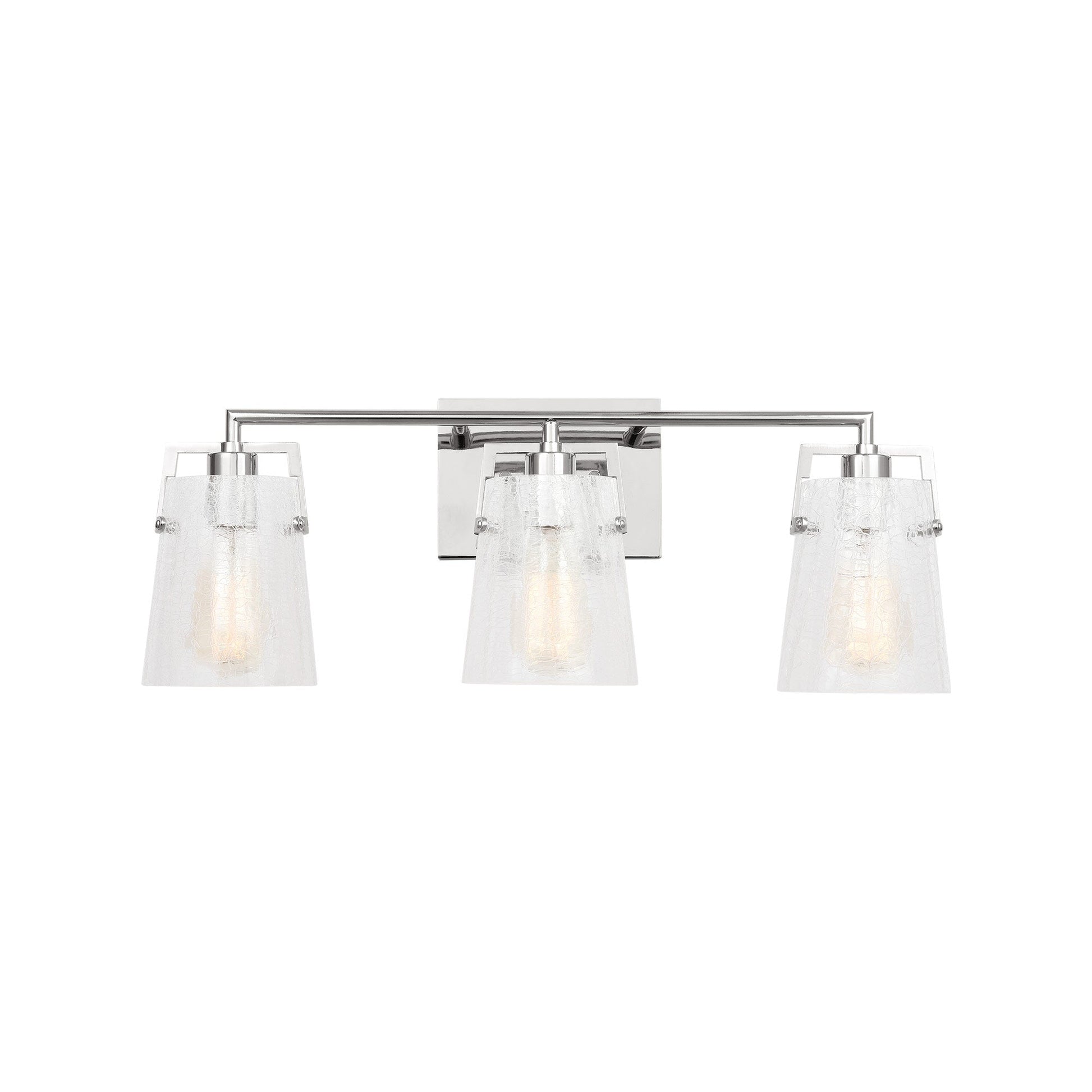 Crofton Bath Vanity Light in Chrome (3-Light/Clear Crackle Glass).