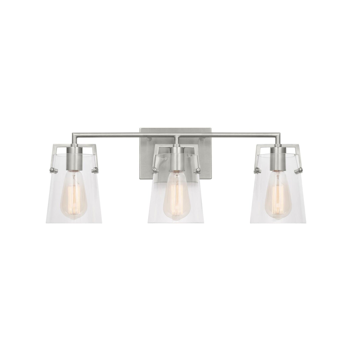 Crofton Bath Vanity Light in Brushed Nickel (3-Light/Clear Glass).