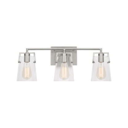 Crofton Bath Vanity Light in Brushed Nickel (3-Light/Clear Glass).