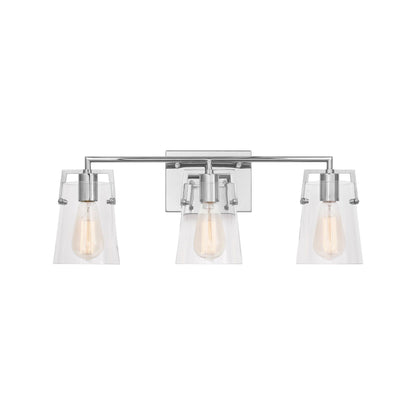 Crofton Bath Vanity Light in Chrome (3-Light/Clear Glass).