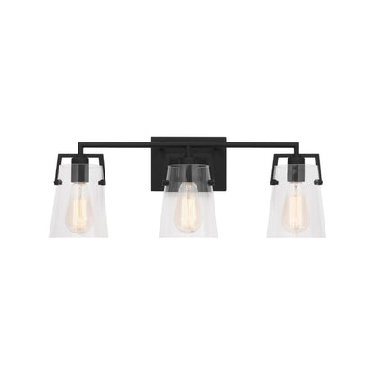 Crofton Bath Vanity Light in Midnight Black (3-Light/Clear Glass).