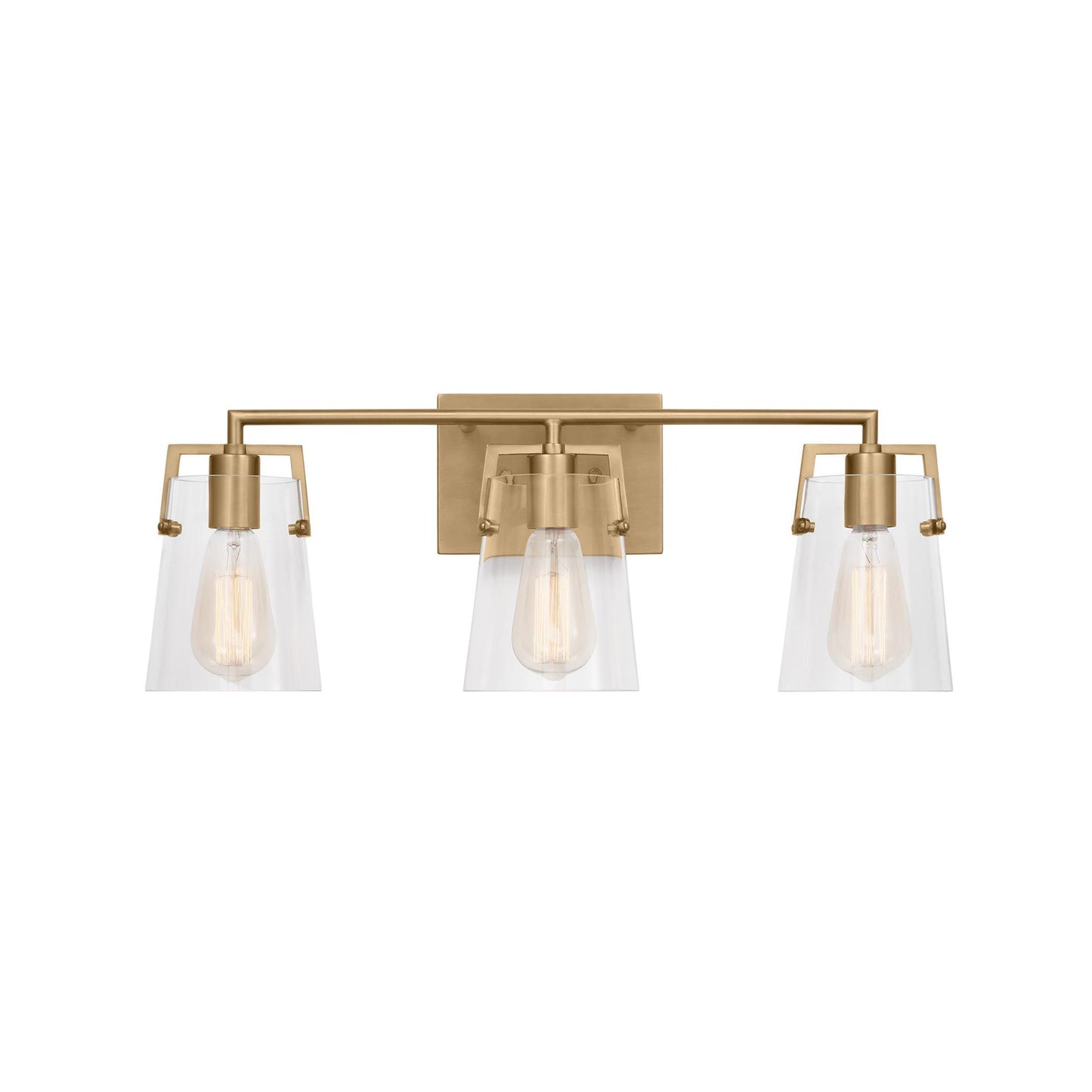 Crofton Bath Vanity Light in Satin Brass (3-Light/Clear Glass).