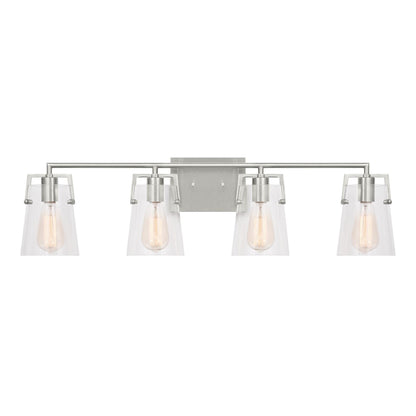 Crofton Bath Vanity Light in Brushed Nickel (4-Light/Clear Glass).
