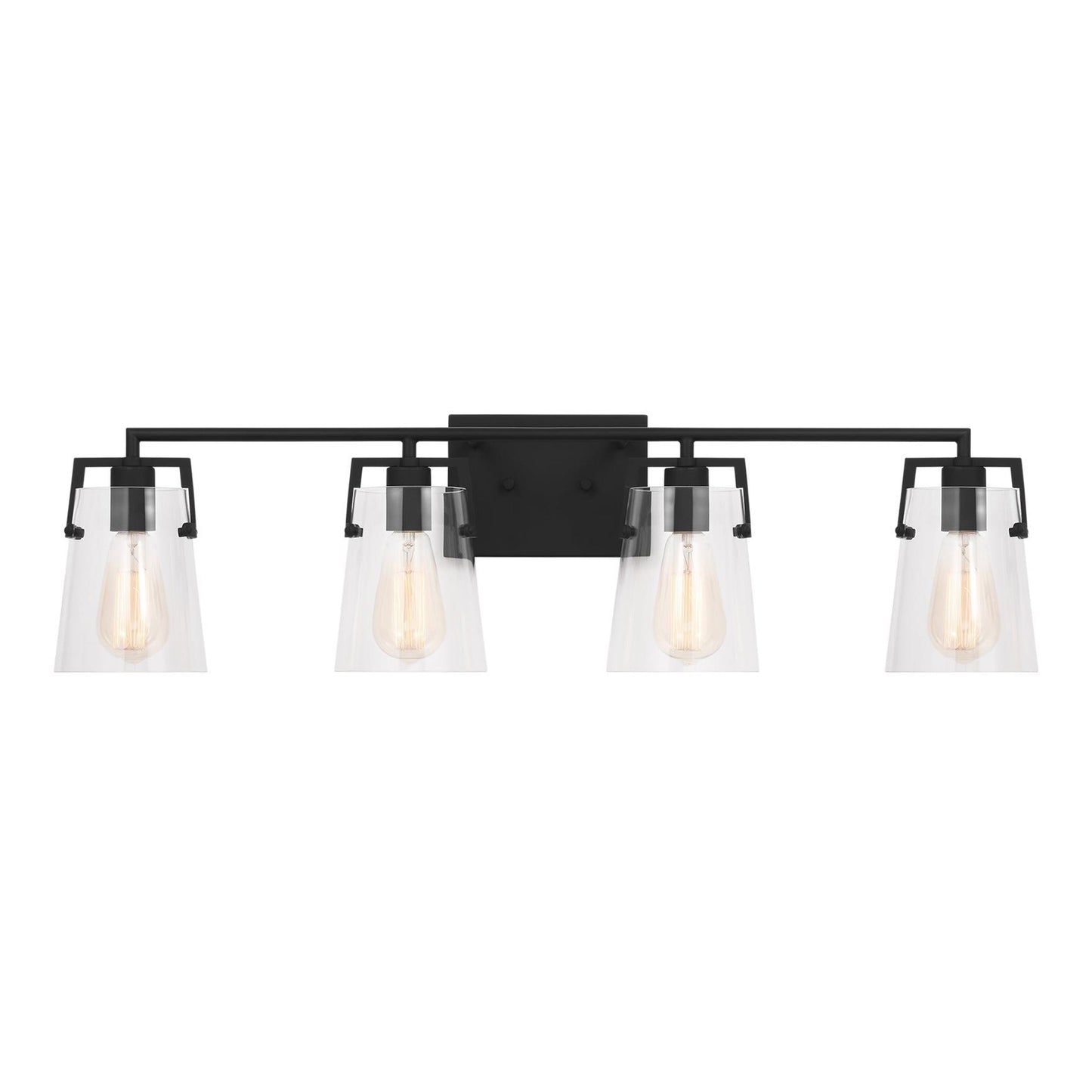 Crofton Bath Vanity Light in Midnight Black (4-Light/Clear Glass).
