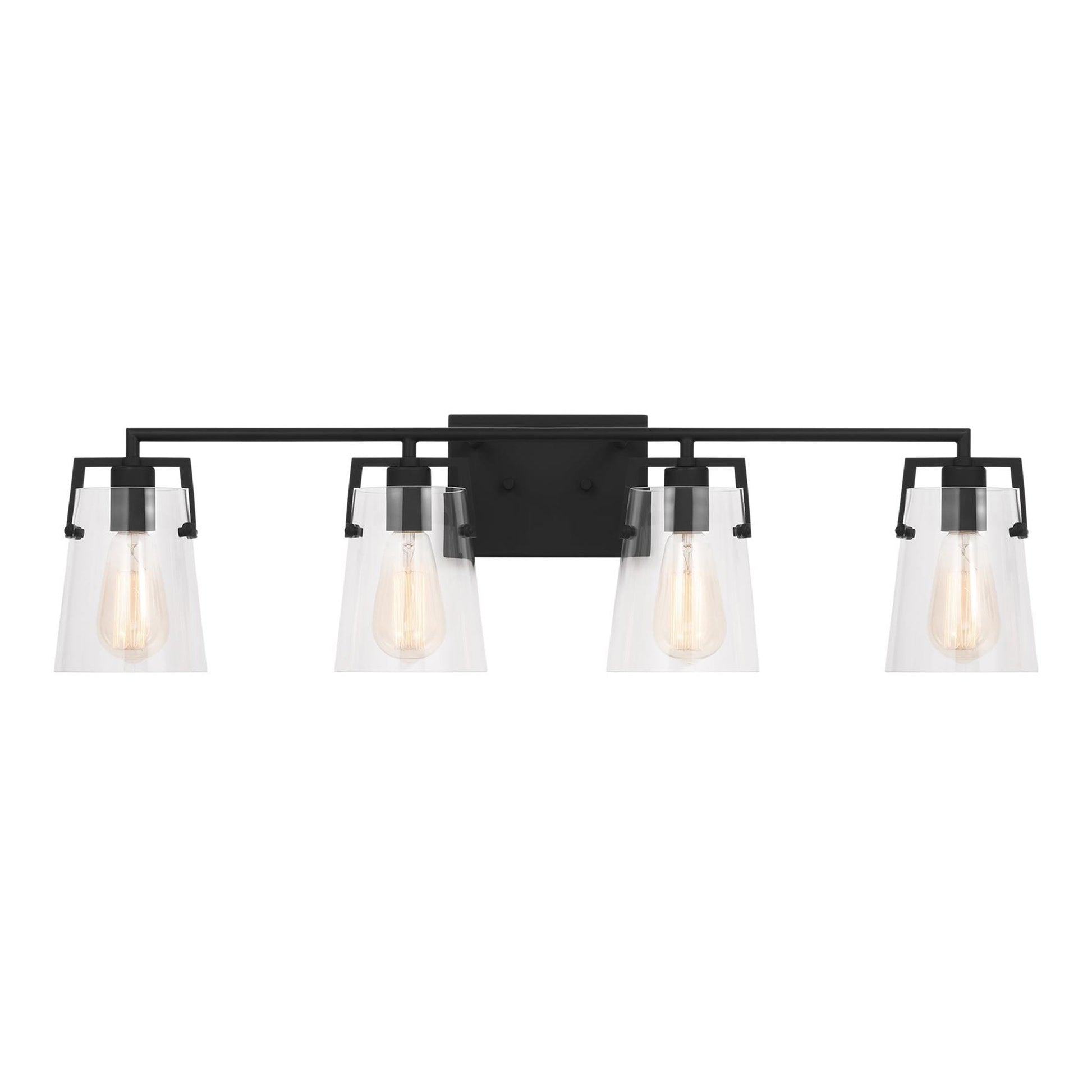 Crofton Bath Vanity Light in Midnight Black (4-Light/Clear Glass).