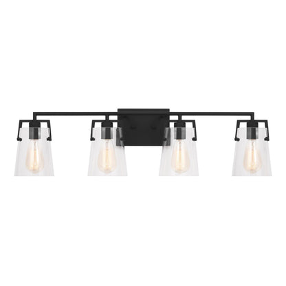Crofton Bath Vanity Light in Midnight Black (4-Light/Clear Glass).