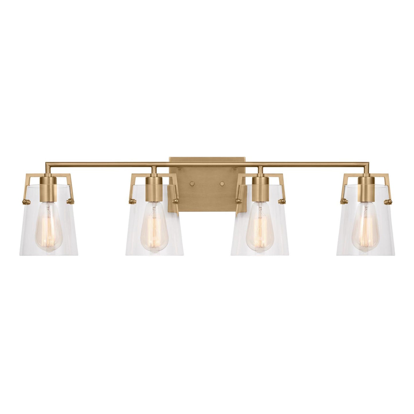 Crofton Bath Vanity Light in Satin Brass (4-Light/Clear Glass).