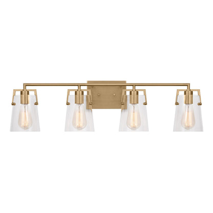 Crofton Bath Vanity Light in Satin Brass (4-Light/Clear Glass).