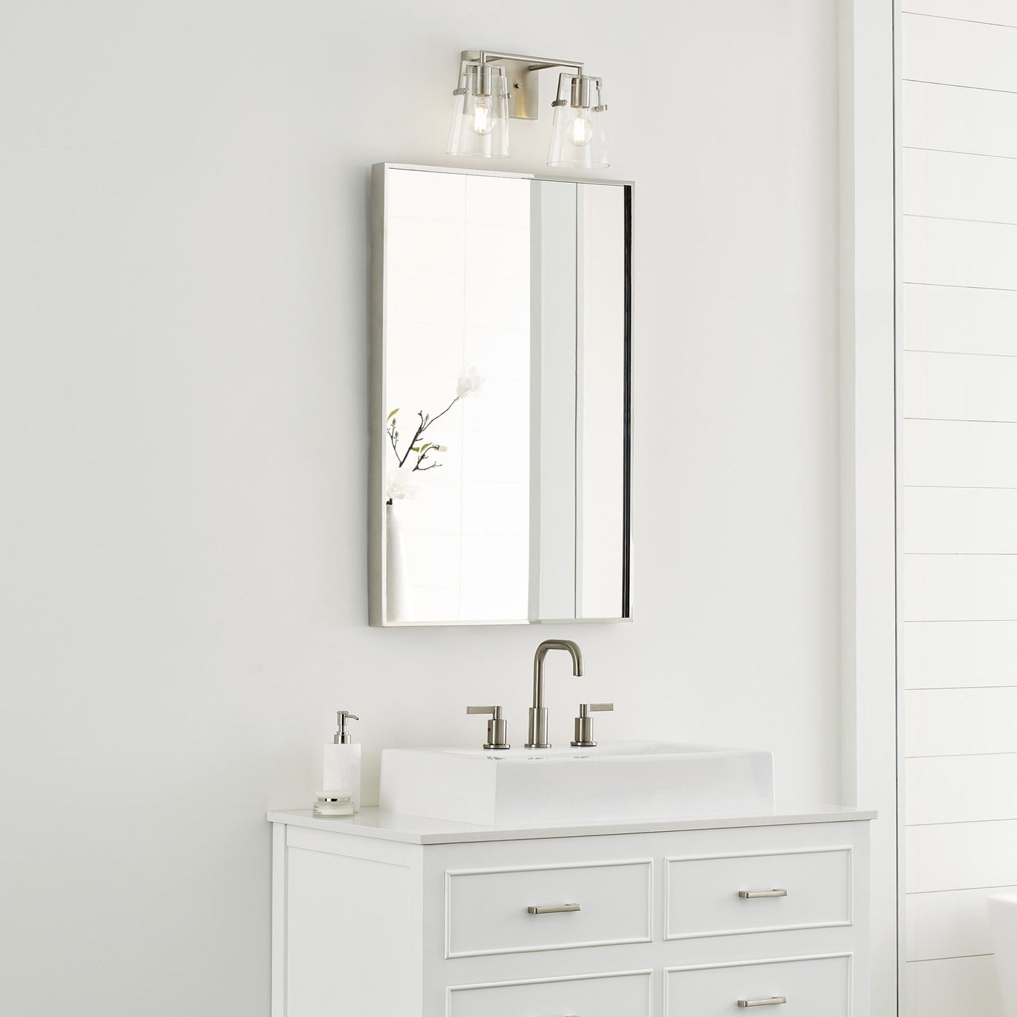Crofton Bath Vanity Light in bathroom.