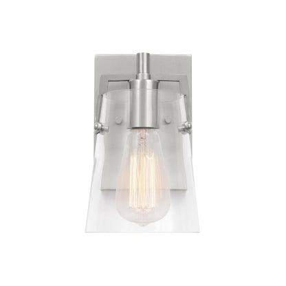 Crofton Bath Wall Light in Brushed Nickel (Clear Glass).
