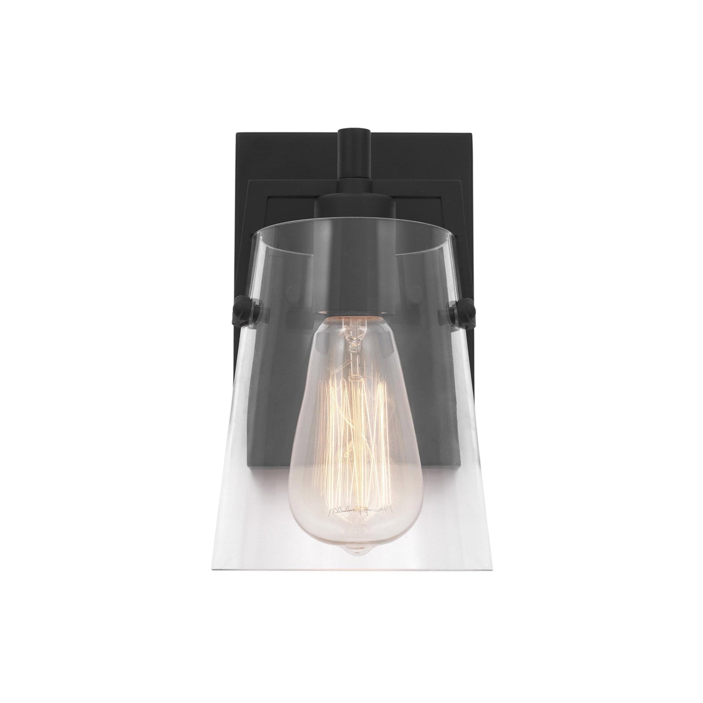 Crofton Bath Wall Light in Midnight Black (Clear Glass).