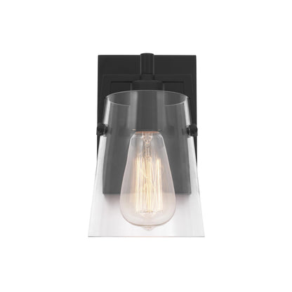 Crofton Bath Wall Light in Midnight Black (Clear Glass).