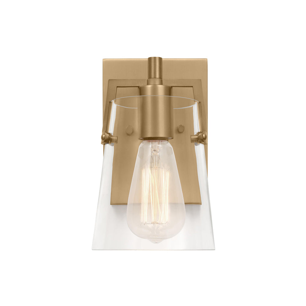 Crofton Bath Wall Light in Satin Brass (Clear Glass).