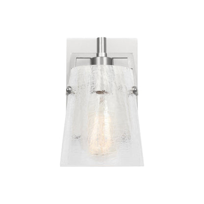 Crofton Bath Wall Light in Brushed Nickel (Clear Crackle Glass).