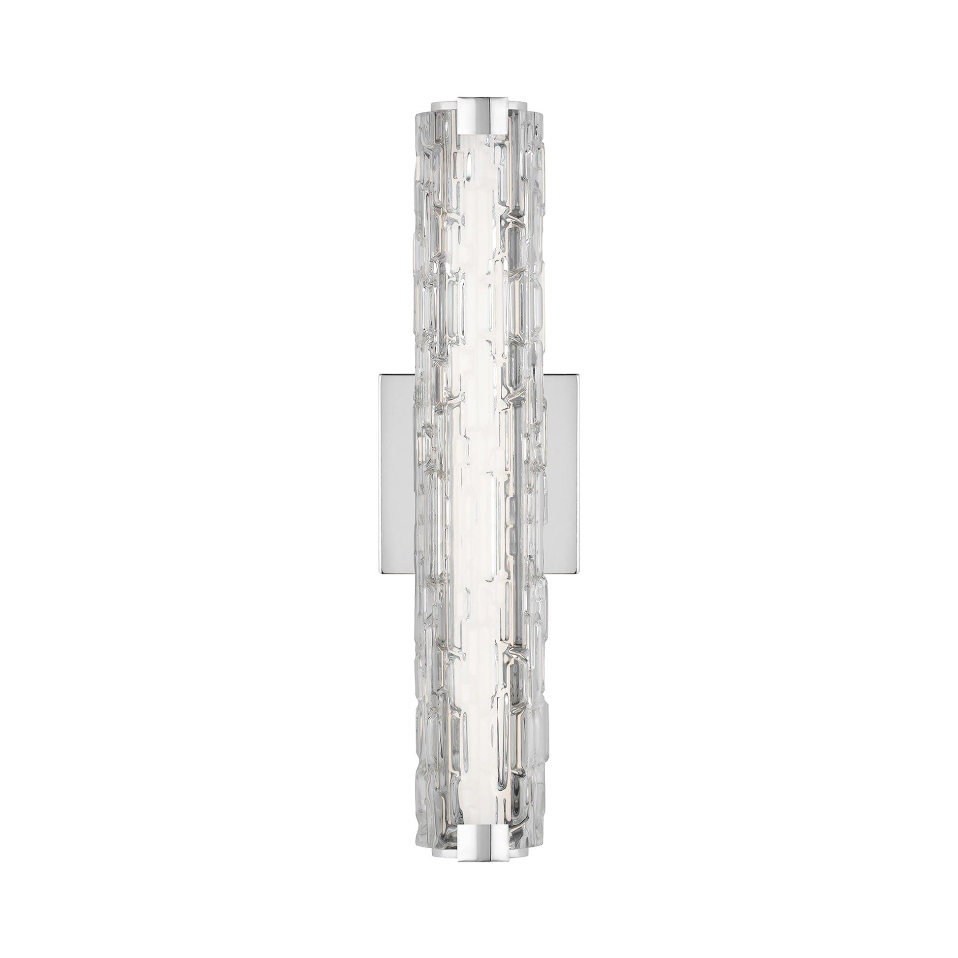 Cutler LED Bath Vanity Light in Chrome/Staggered Stone Glass (18-Inch).