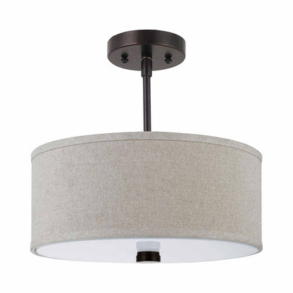 Dayna Semi-Flush Convertible Pendant Light in Bronze/Beige.
