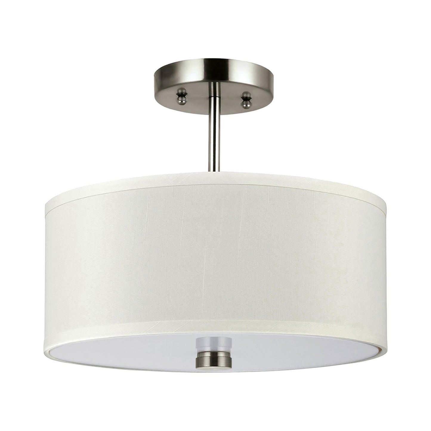 Dayna Semi-Flush Convertible Pendant Light in Brushed Nickel/Cream.