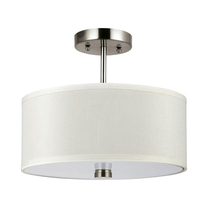 Dayna Semi-Flush Convertible Pendant Light in Brushed Nickel/Cream.