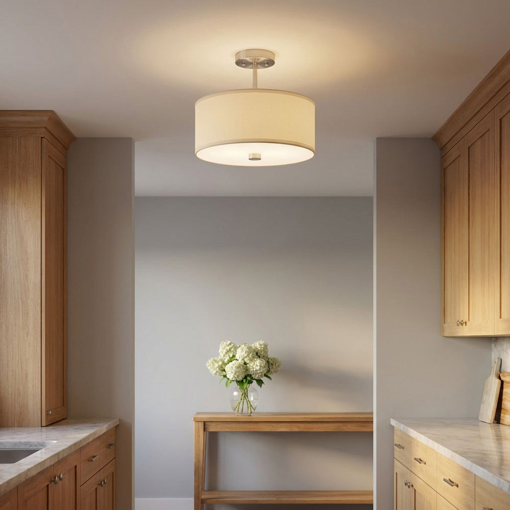 Dayna Semi-Flush Convertible Pendant Light in kitchen.