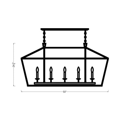 Dianna Linear Pendant Light - line drawing.