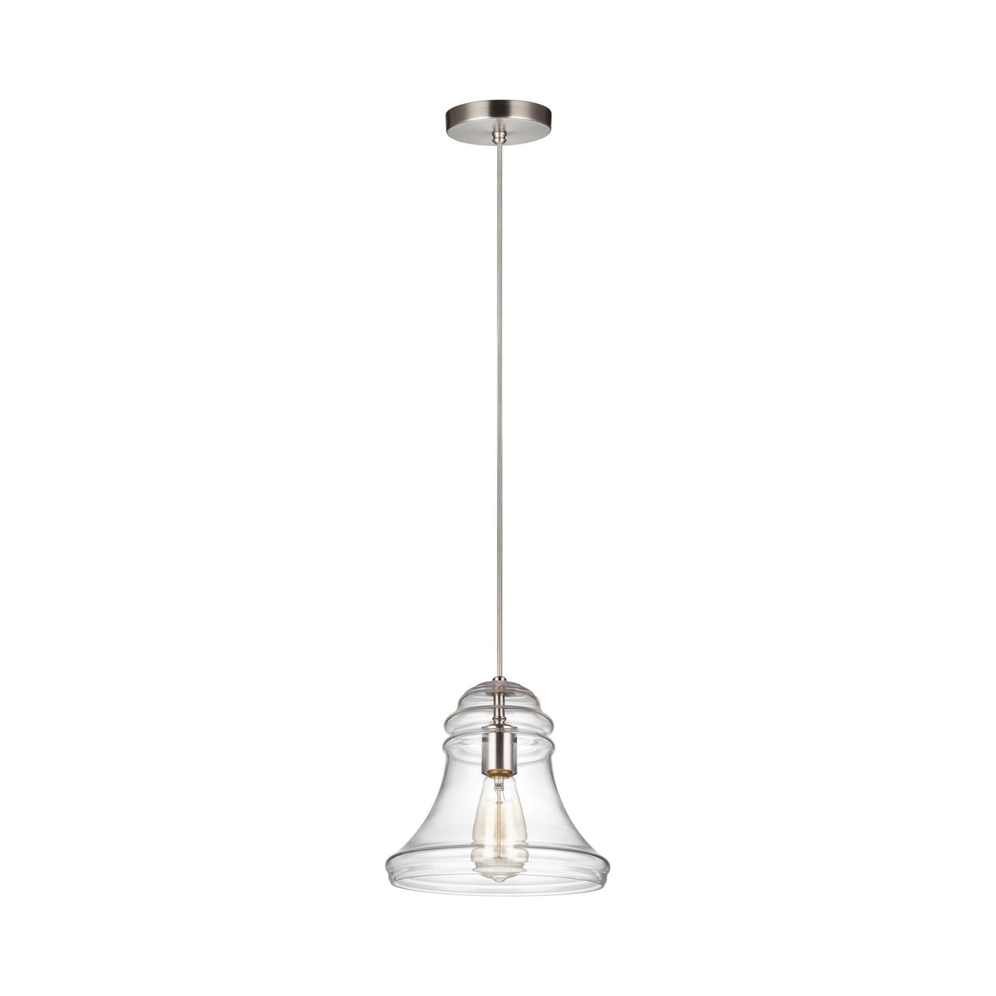 Doyle Pendant Light in Satin Nickel.