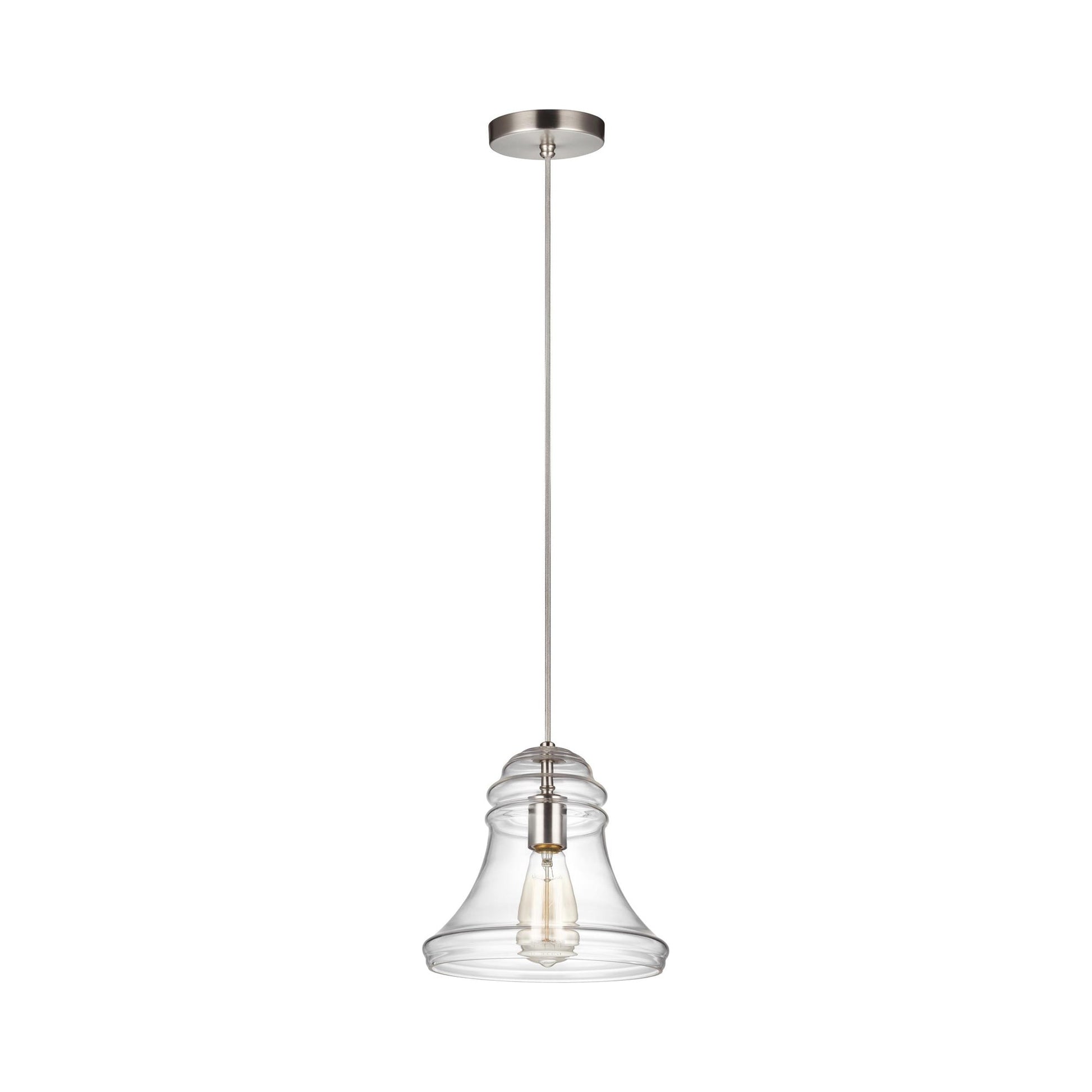 Doyle Pendant Light in Satin Nickel.