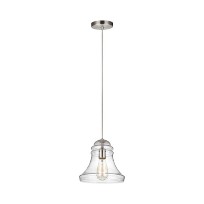 Doyle Pendant Light in Satin Nickel.
