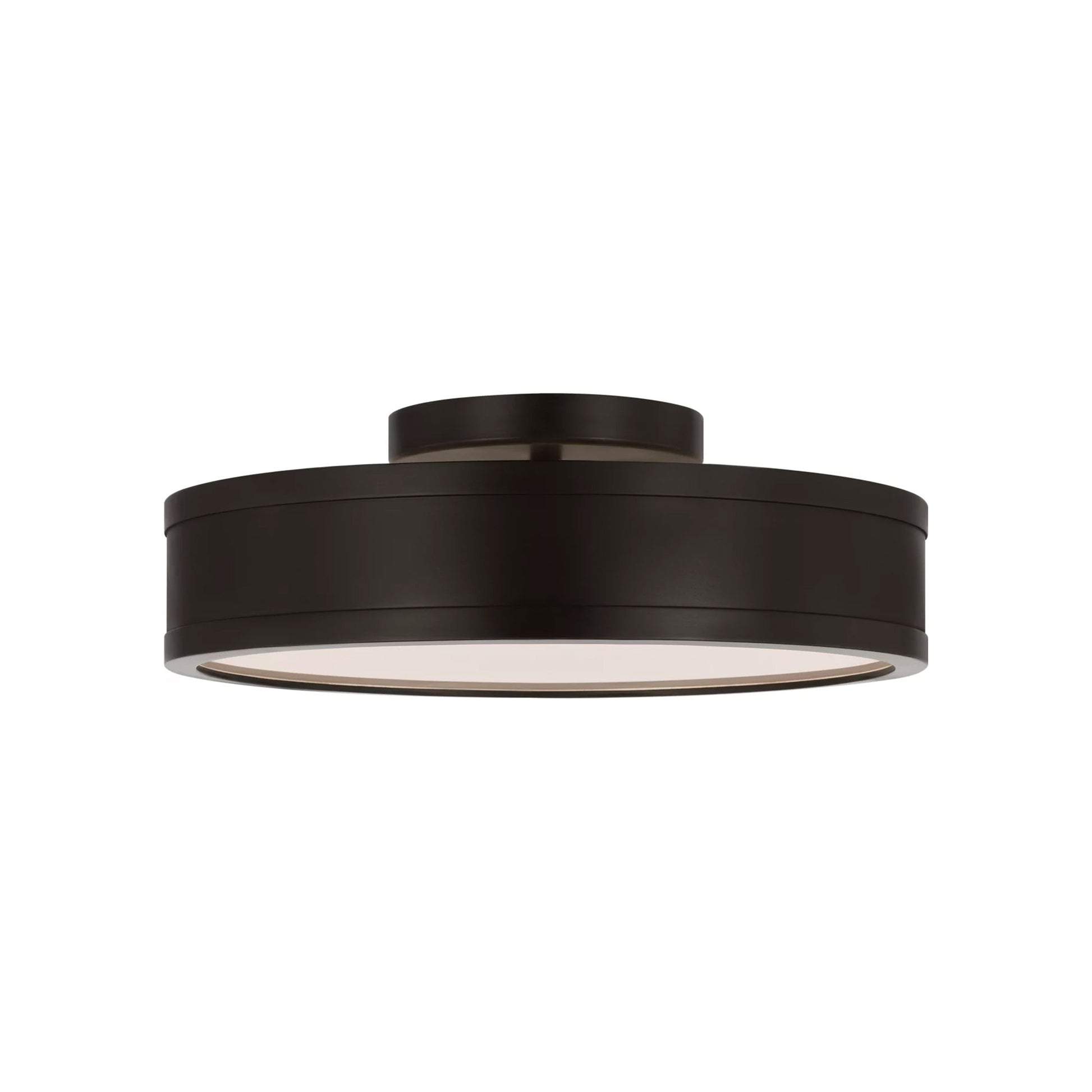 Dupont Round LED Semi Flush Mount Ceiling Light in Aged Iron (12-Inch).