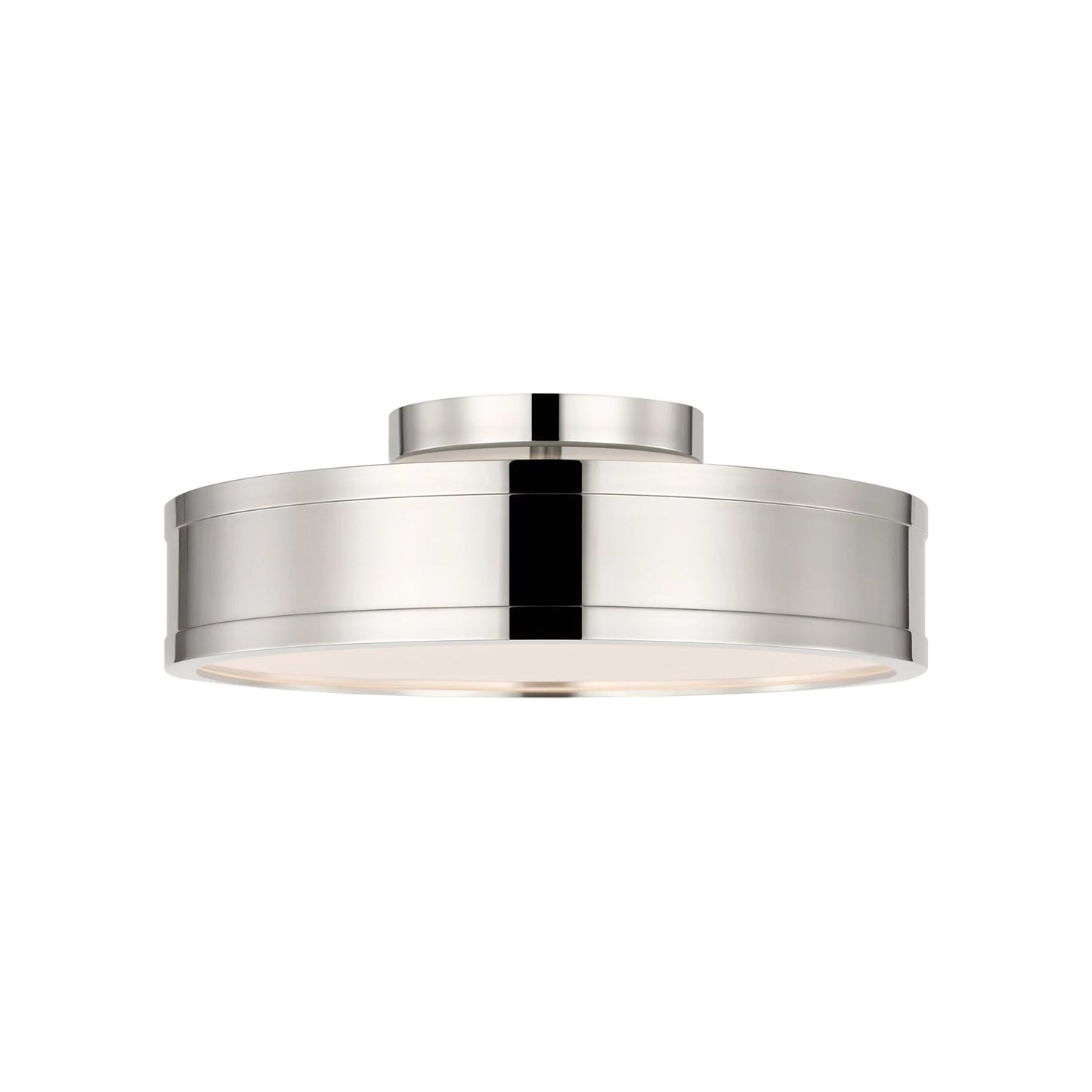 Dupont Round LED Semi Flush Mount Ceiling Light in Polished Nickel (12-Inch).