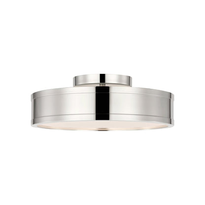 Dupont Round LED Semi Flush Mount Ceiling Light in Polished Nickel (12-Inch).