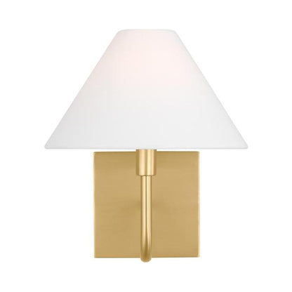 Eldon Bath Wall Light in Satin Brass.