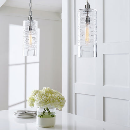 Elmore Cylinder Pendant Light in dining room.