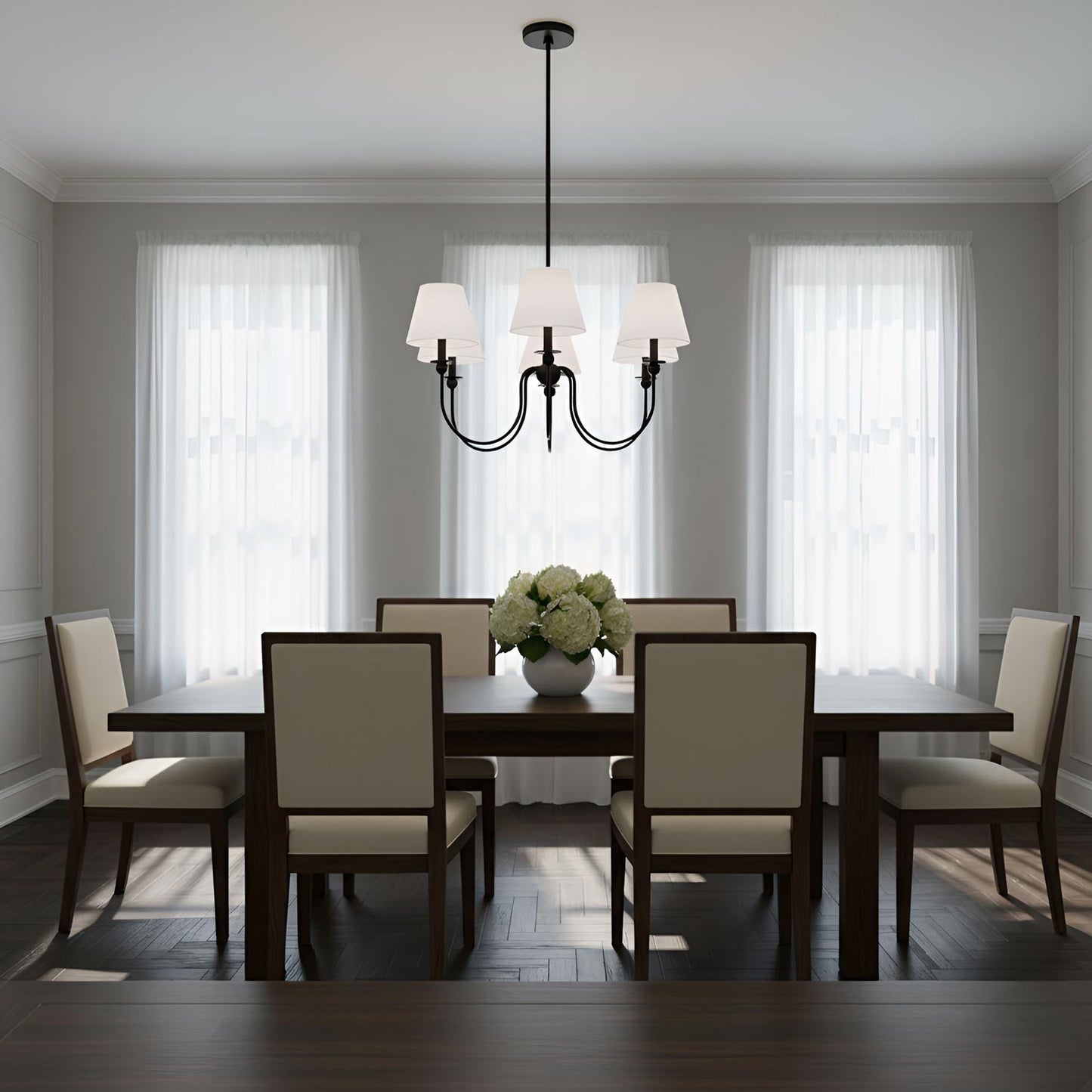 Elsay Chandelier in dining room.
