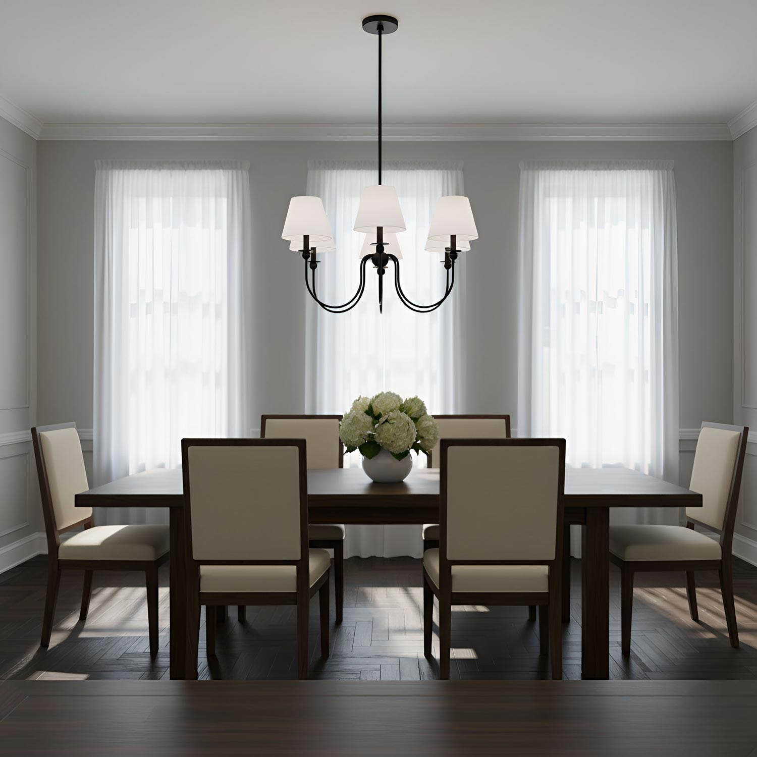 Elsay Chandelier in dining room.