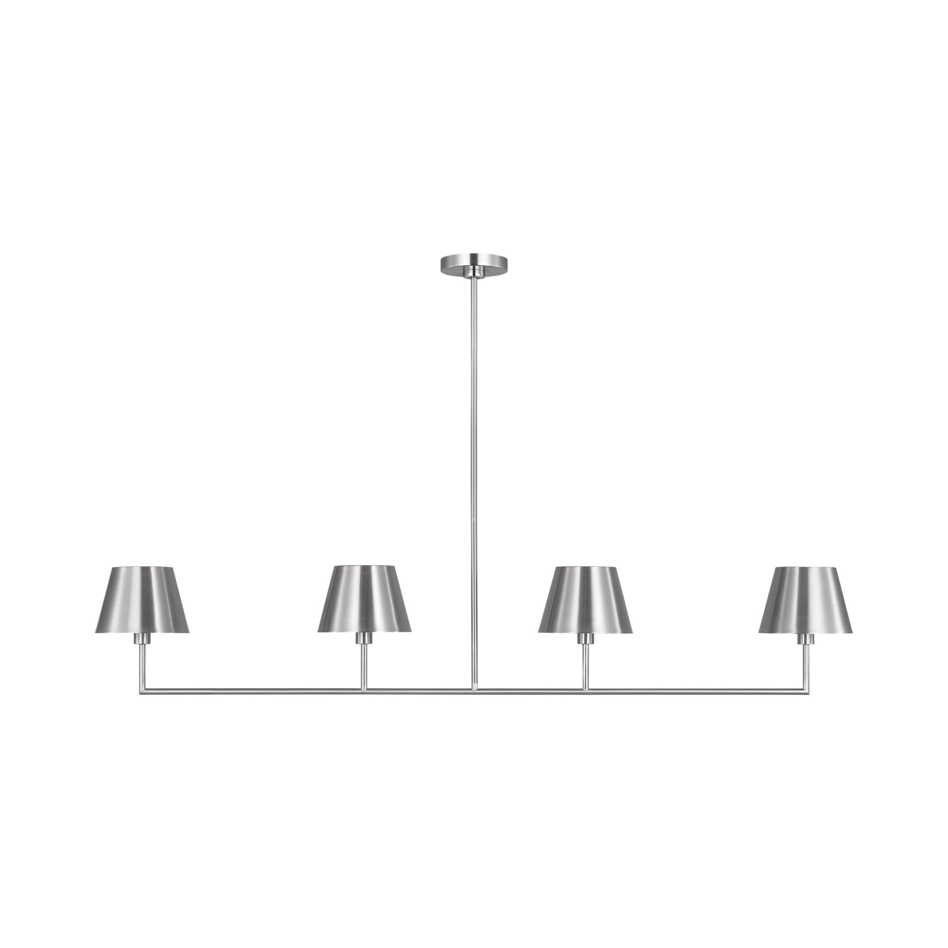 Ender Linear Chandelier in Brushed Nickel.