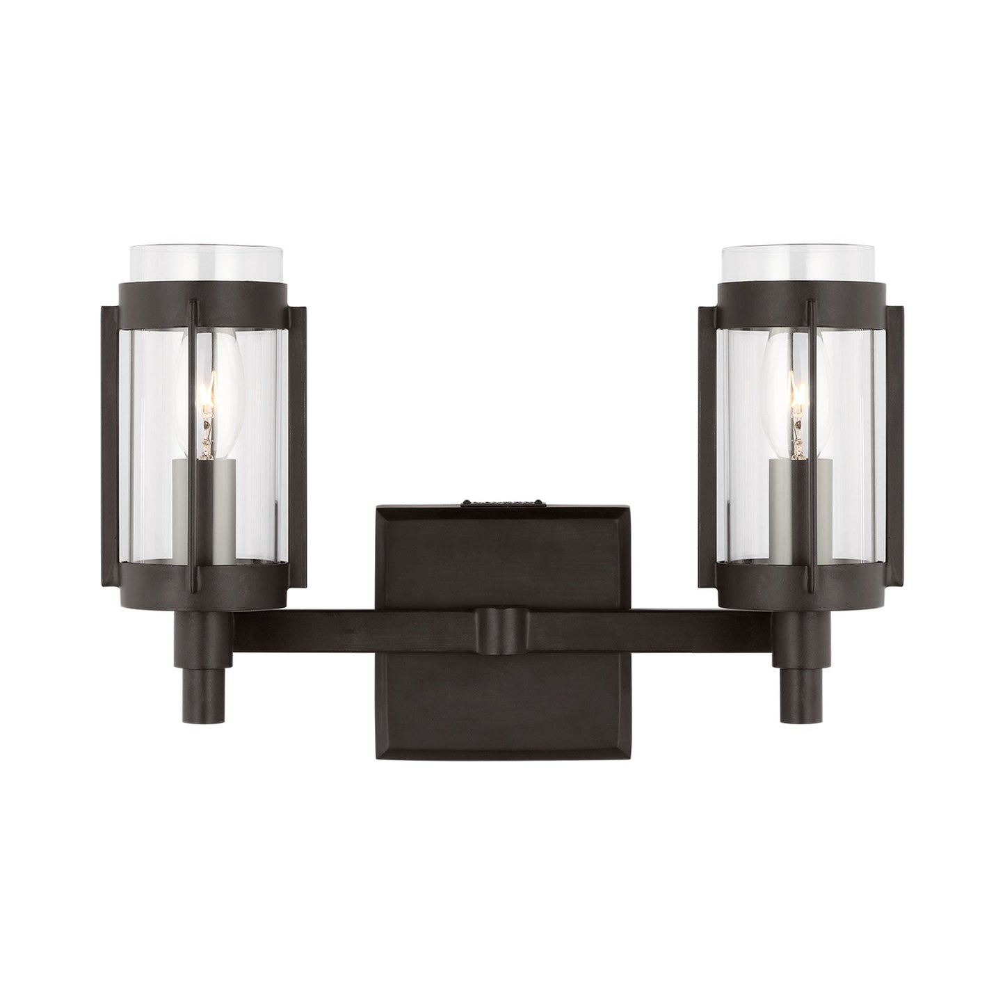 Flynn Bath Vanity Light in Aged Iron (2-Light).