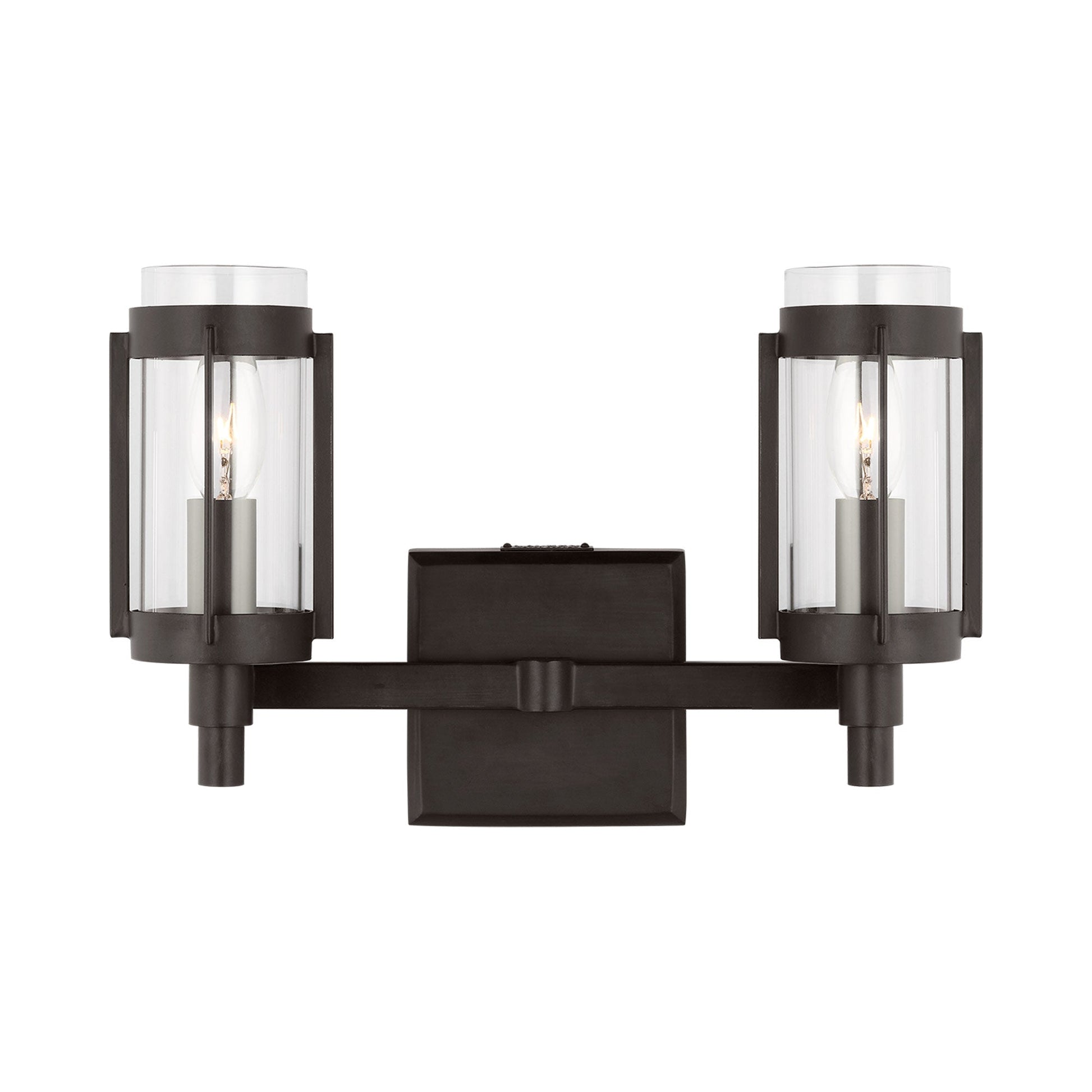Flynn Bath Vanity Light in Aged Iron (2-Light).
