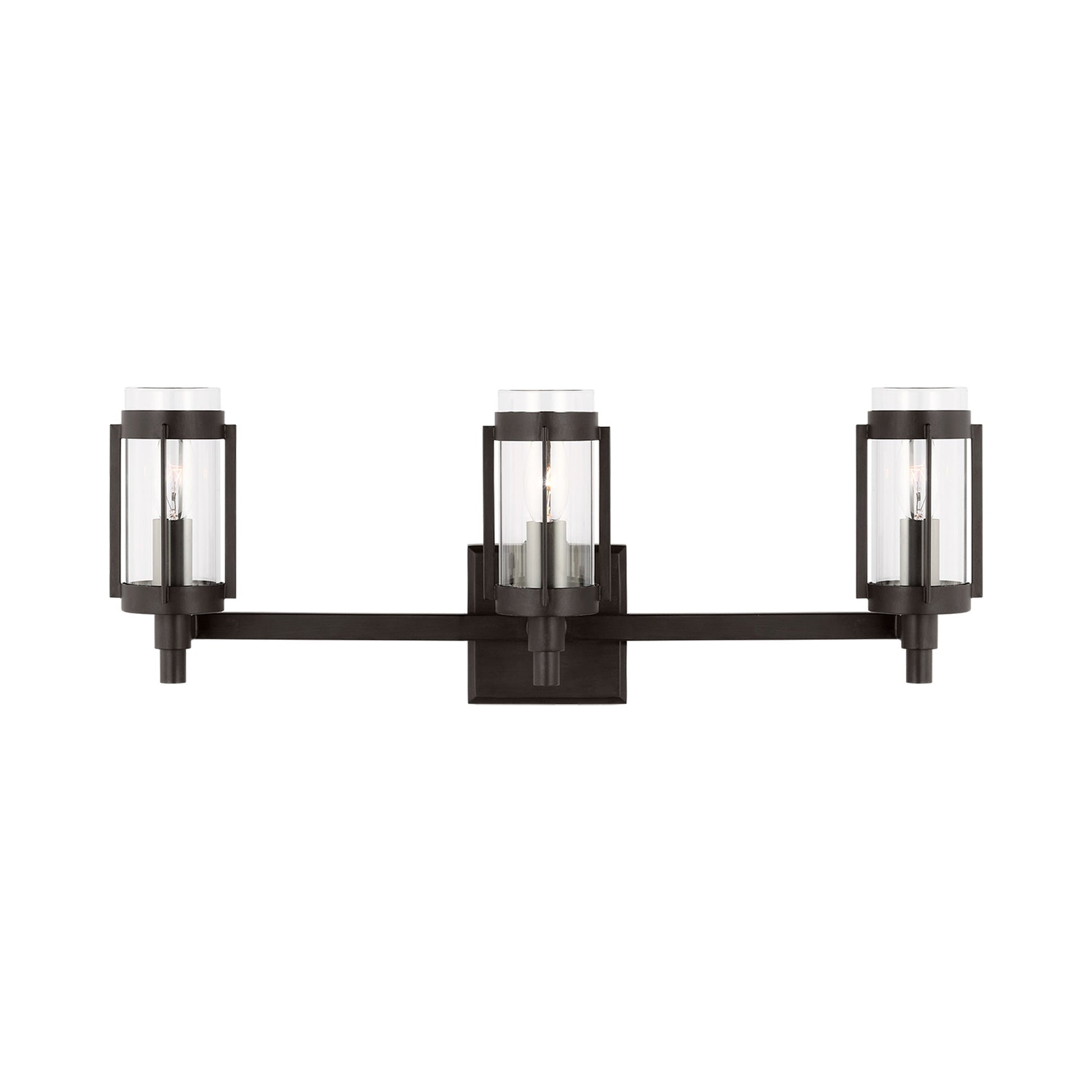 Flynn Bath Vanity Light in Aged Iron (3-Light).