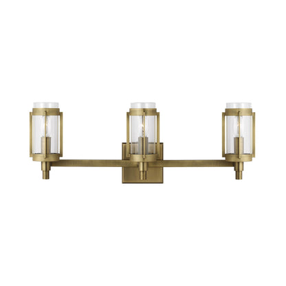 Flynn Bath Vanity Light in Time Worn Brass (3-Light).