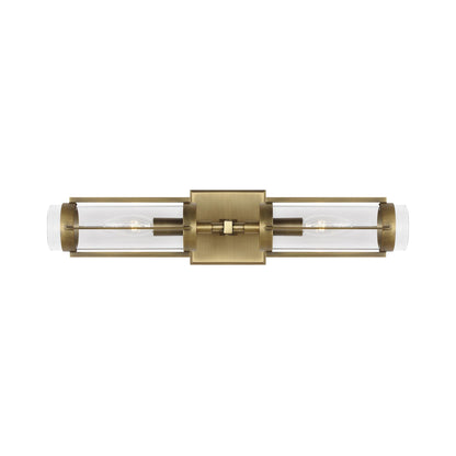 Flynn Linear Bath Wall Light in Time Worn Brass.