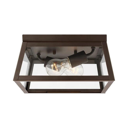 Founders Outdoor Flush Mount Ceiling Light in Antique Bronze (Bulb Not Included).
