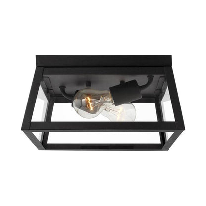 Founders Outdoor Flush Mount Ceiling Light in Black (Bulb Not Included).
