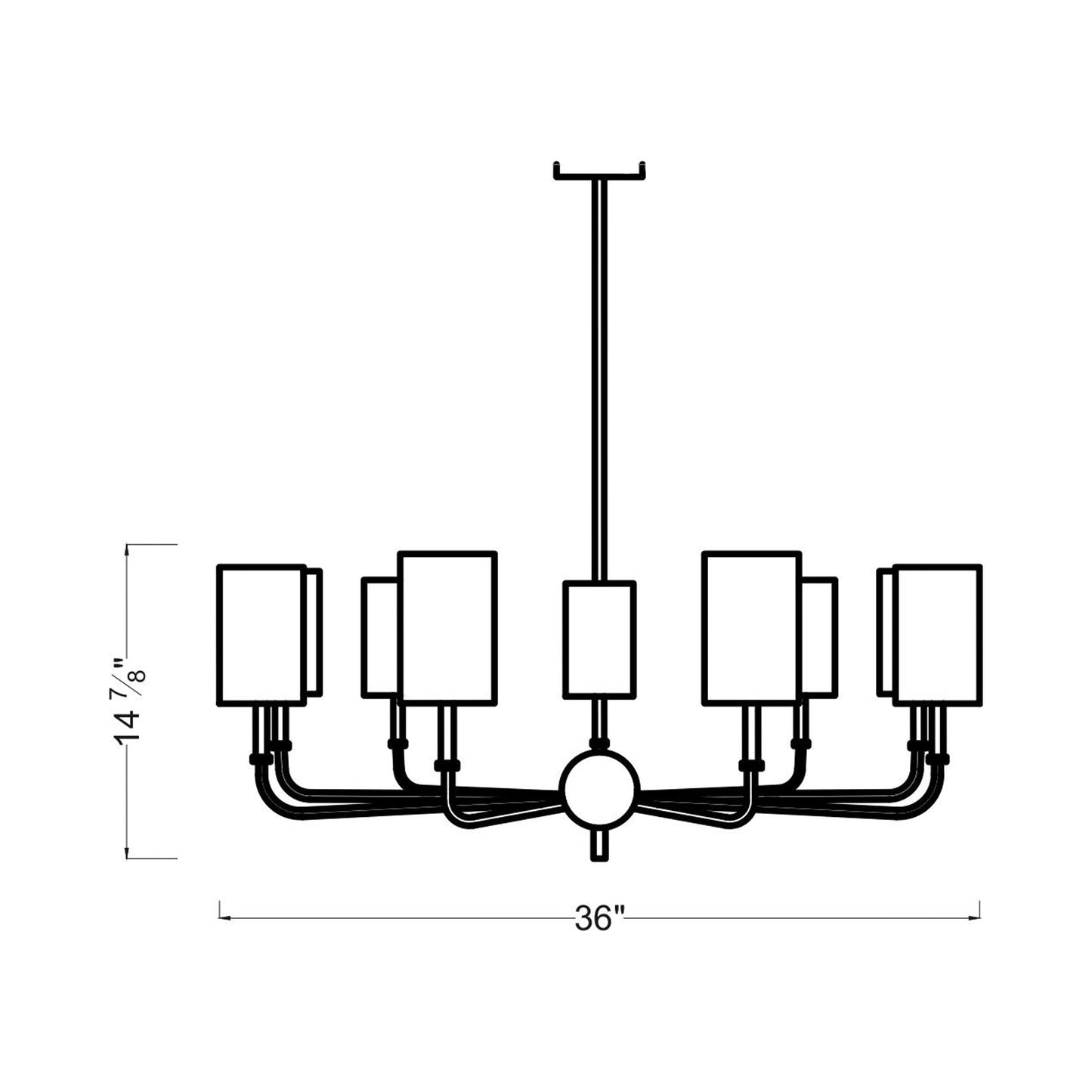 Foxdale Chandelier - line drawing.