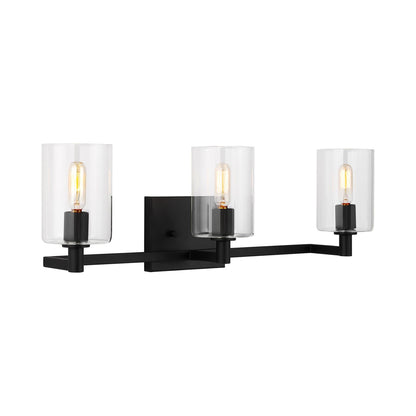 Fullton Bath Wall Light in Midnight Black (3-Light).
