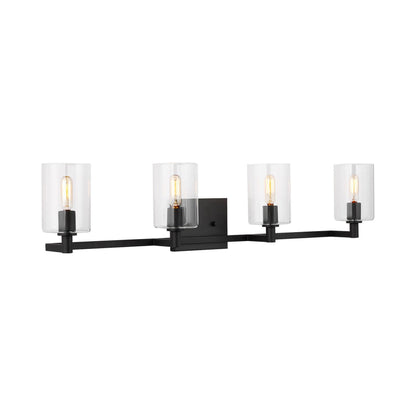 Fullton Bath Wall Light in Midnight Black (4-Light).