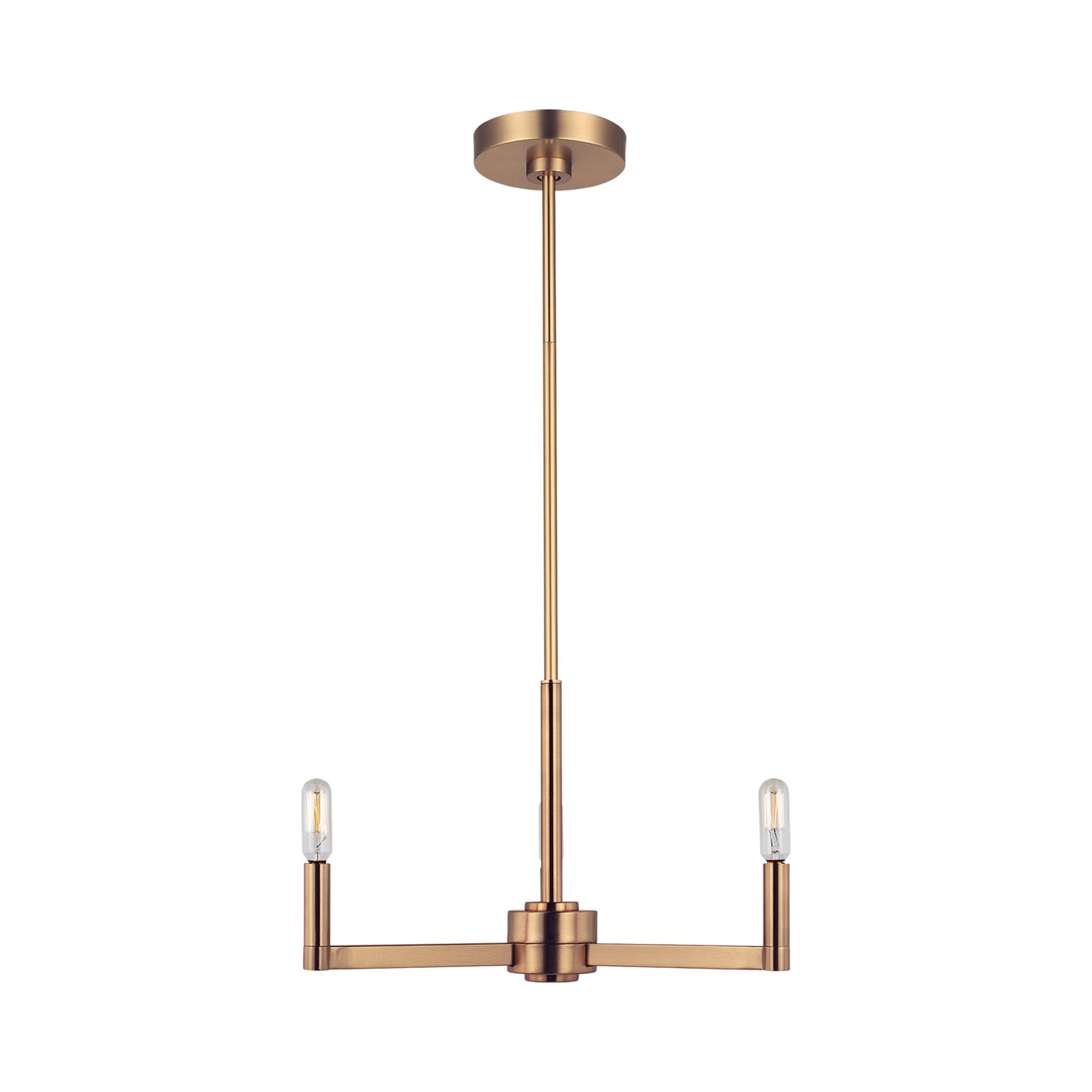 Fullton Chandelier in Satin Brass (3-Light/No Shade).